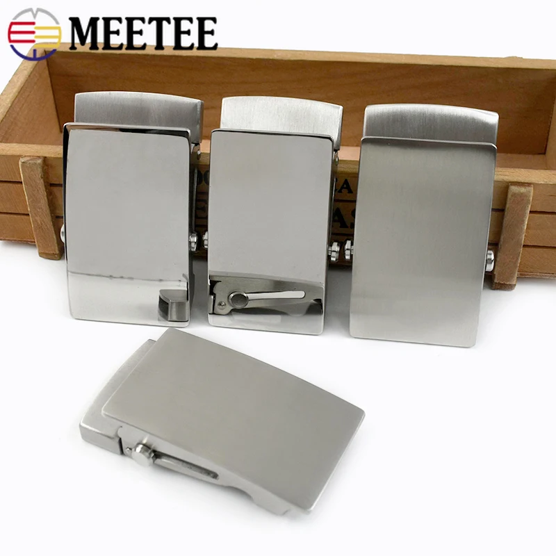 

1Pc Meetee Stainless Steel Belt Buckles for Men 36/39mm Automatic Buckle Head Leather Webbing Roller Toothless Belts Accessories