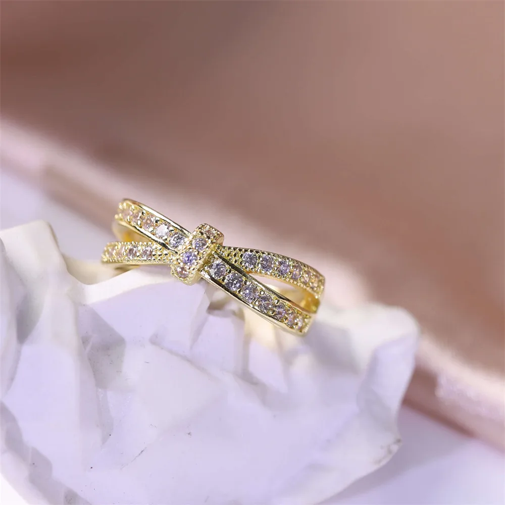 18k Rgp الذهب مكعب زركونيا الشريط نصف الخلود الدائري المألوف 14k مطلية بالذهب الزركون مفتوحة قابل للتعديل حلقة ثلاثة ألوان