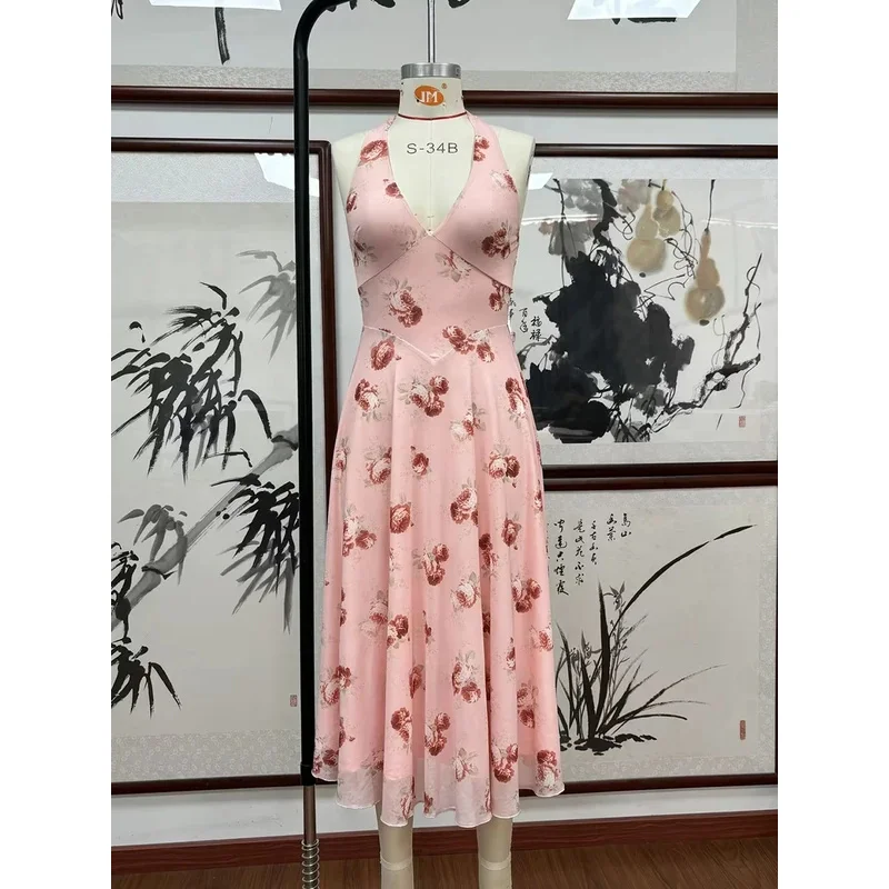 Bonny 2025 Floral Halter Long Dress - Sleeveless V Neck Backless A Line Summer Beach Holiday Sexy Elegant Bodycon Maxi Dress