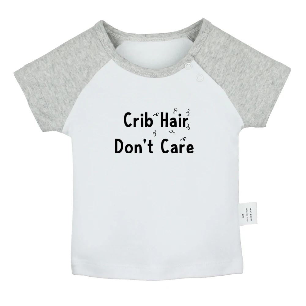 

iDzn New Crib Hair Don't Care Fun Baby T-shirts Cute Boys Girls Tees Infant Short Sleeves T shirt Newborn Clothes Kids Tops