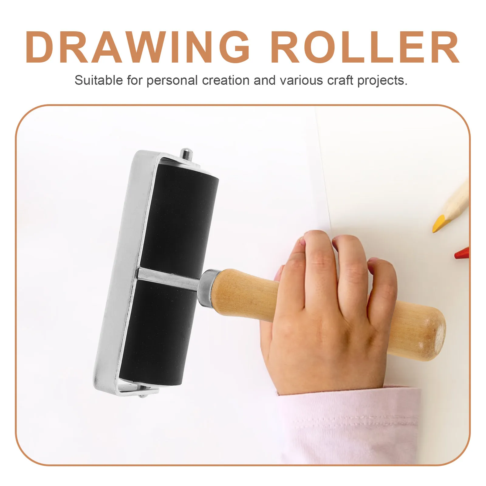 Professional Printmaking Roller Featuring Smooth Rubber Surface and Comfortable Wooden Grip for Even Ink Distribution Stamp DIY