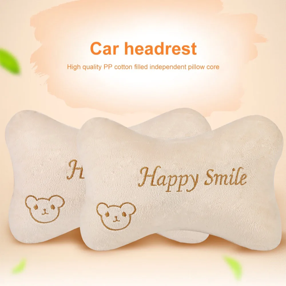 Car Accessorie Little Bear Pattern Double Neck Pillow Comfortable Car Headrests Backing Block