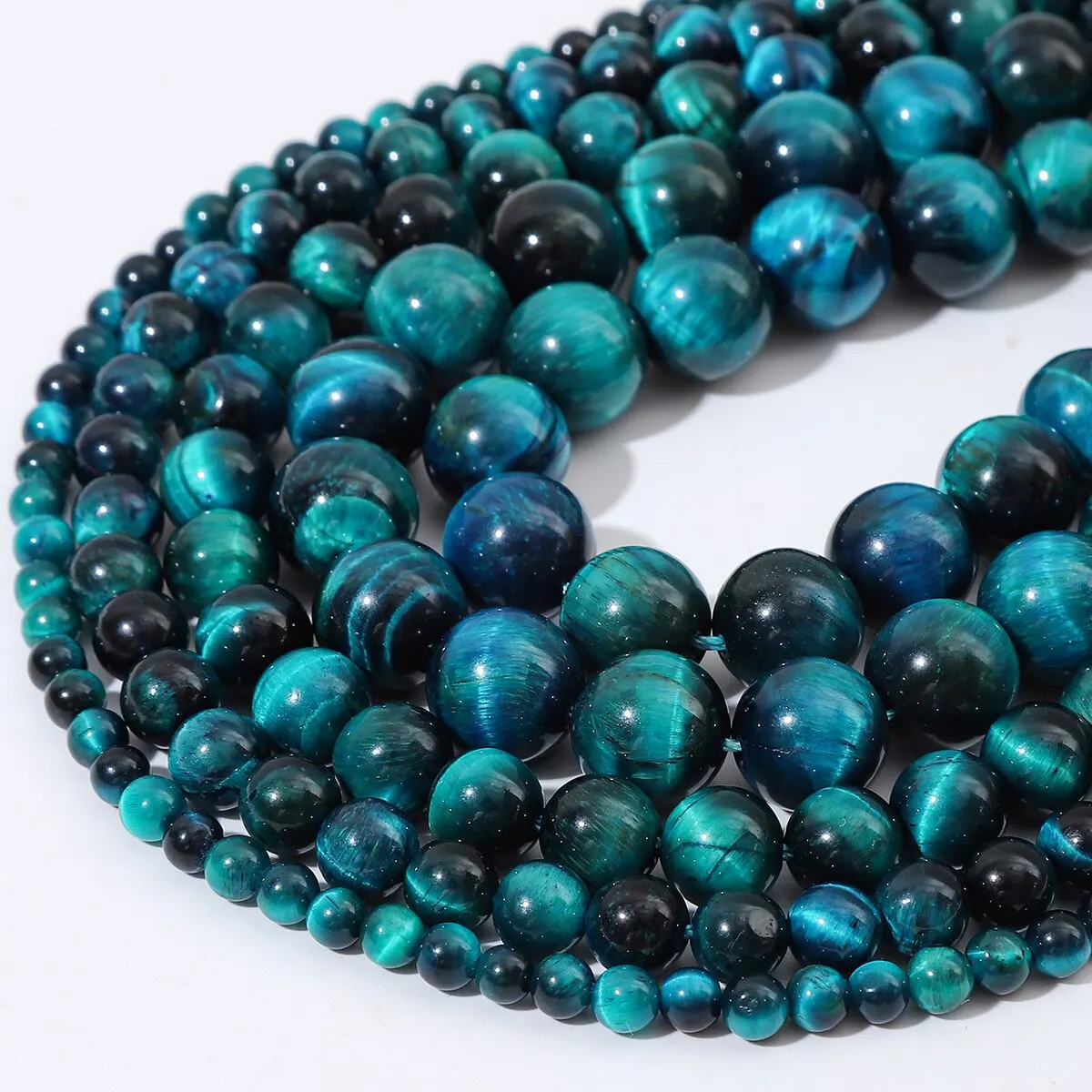 4/6/8/10/12mm 38cm/str Natural Multi-color Blue Tiger Eye Stone Pine Beads DIY Bracelet Necklace Earrings Production