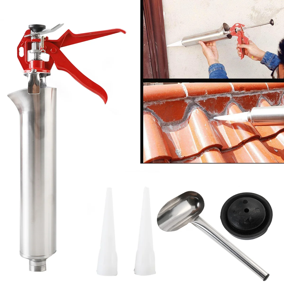 Stainless Steel Mortar Spot Grouting Gun Sprayer Grouting Mortar Sprayer Applicator Tool Cement Lime Wall Joint Guns
