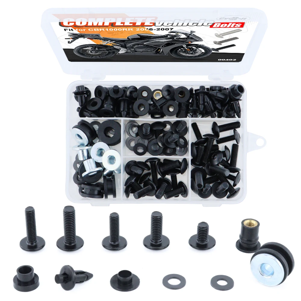 

Fit For Honda CBR1000RR CBR 1000RR 2006 2007 Motorcycle Complete Full Fairing Bolts Kit Fairing CIips Nuts Screws Grommets Steel
