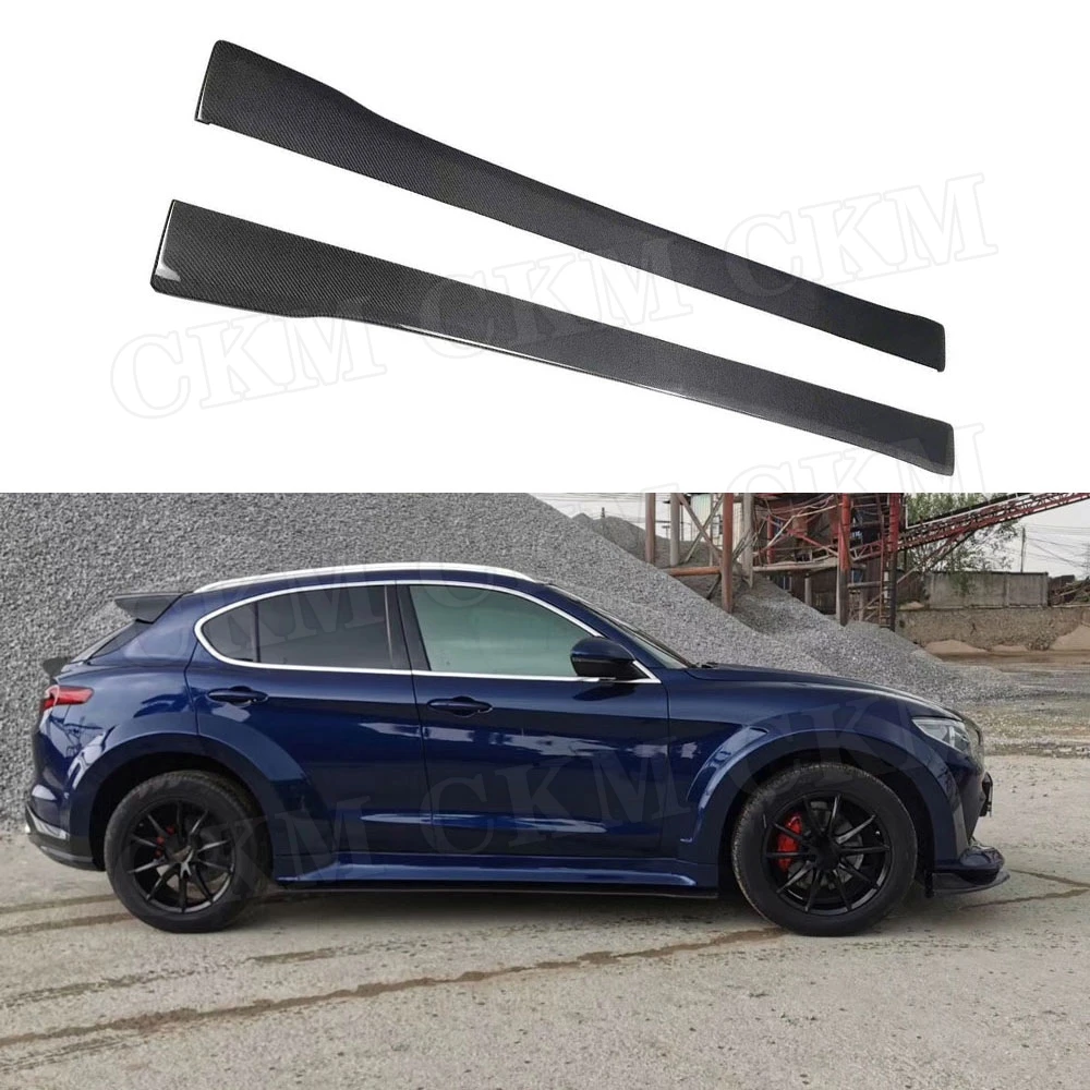 

CKMUUER боковые юбки из углеродного волокна для Alfa Romeo Stelvio 2017 2018 2019, защита дверного бампера, нижняя пластина, Стайлинг автомобиля FRP