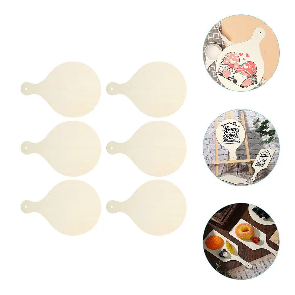 6Pcs Wooden Cutting Board Set Small Chopping Boards with Handles DIY Drawing Decorative Wood Trays Kitchen Serving Food Cutting