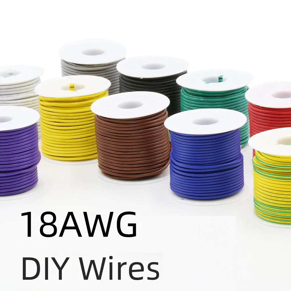 18 AWG Stranded Electrical Wire Multicolor 18 Gauge Tinned Copper Wires Flexible Silicone Electric Hookup Wire Kit 20m/Spool