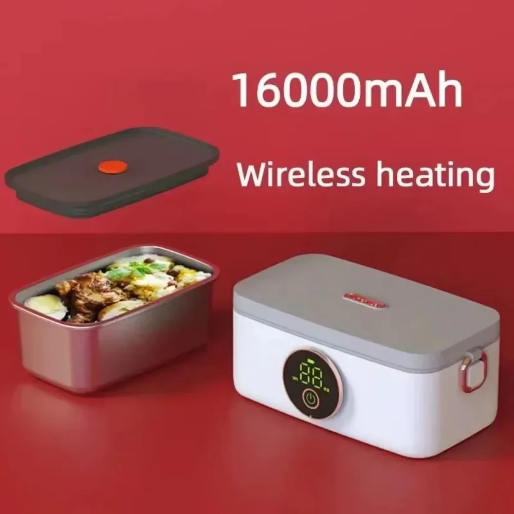 1000ML Portable Electric Lunch Box USB Rechargeable Wireless Heating Lunch Box Insulated Food Student Classroom Office Bento Box