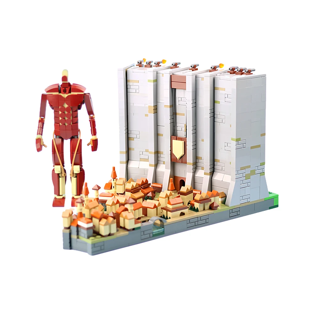 

Gobricks MOC Japanese Anime Movie Attack on Titan Bricks Action Figures Titan Wall Maria Sculpture Model Building Blocks Toys