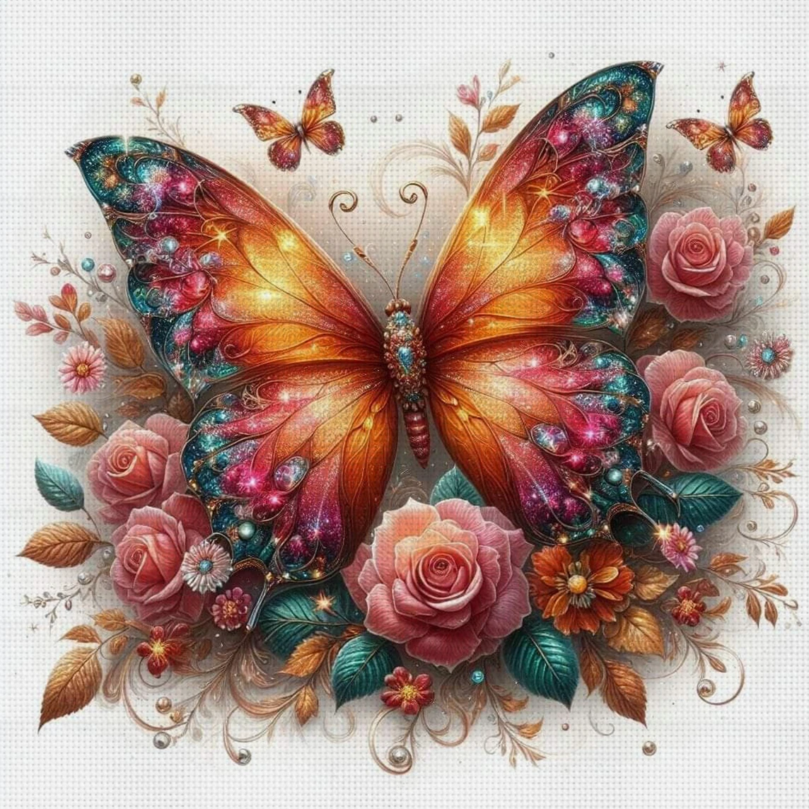 Schmetterling aus Edelsteinen, Kreuzstich-Set, DIY, 11CT, Stickerei, Heimwanddekoration, Geschenk, handgefertigtes Material, rahmenlos, halbfertig, 36 x 36 cm