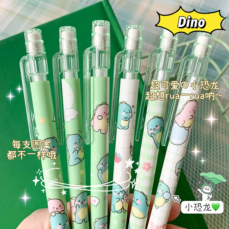 6PCS Mechanical Pencil Cute Peach Dinosaur kawaii mechanical pencil  pencils for school cute pencils pencils korean stationery