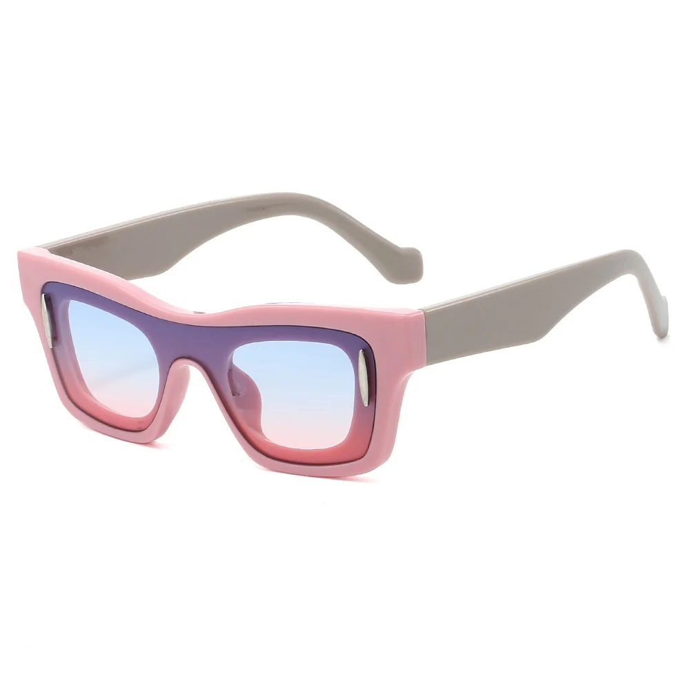 

New Retro Gradient Square Women Sunglasses Y2K Personality Brand Splicing Color Leopard Print Trendy All-match Men Glasses UV400