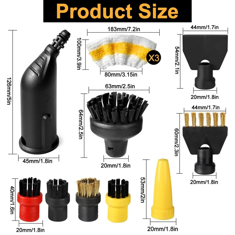 ملحقات منظف البخار BAAG لـ Karcher Easyfix SC1 SC2 SC3 SC4، فرشاة مستديرة، فرشاة مسطحة، فرشاة بخار ذات فوهة منحنية