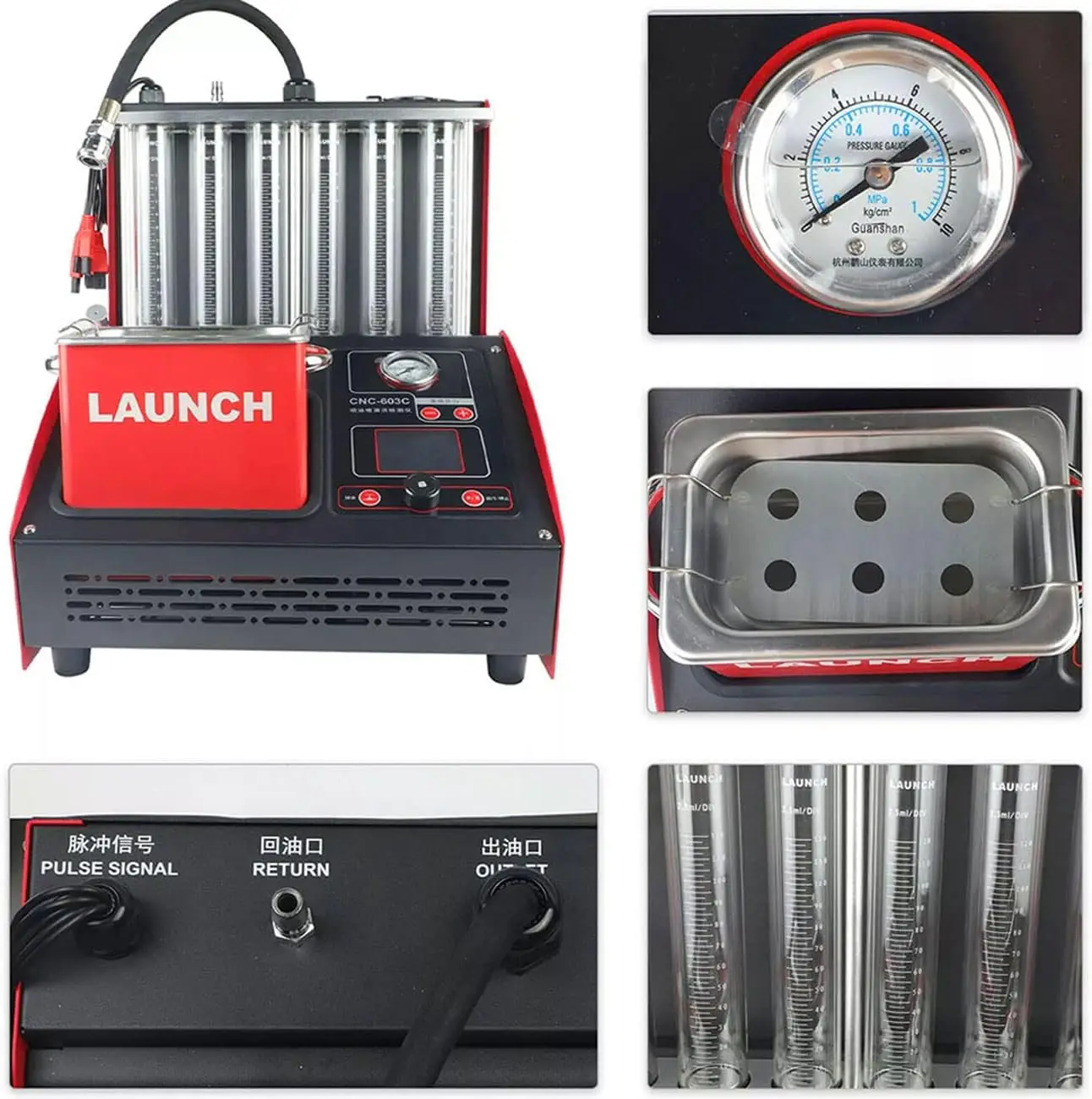 Launch CNC 603A Ultrasonic Wave Fuel Injector Cleaner and Tester Automotive 6 Cylinders Fuel Injection Systems Cleaning Machine