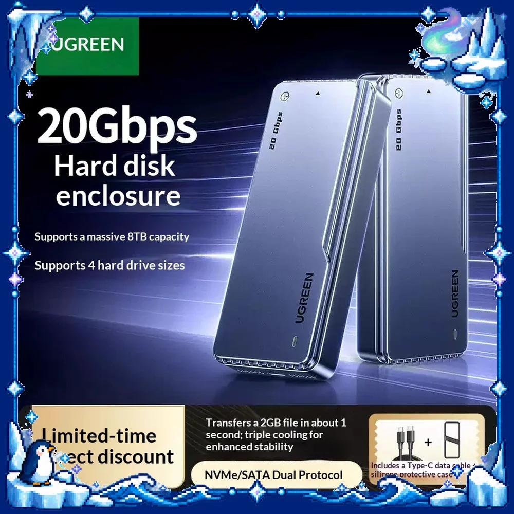 UGREEN CM642 M.2 SSD Enclosure NVMe SATA 20Gbps USB C Thunderbolt 3 4 Compatible 8TB for PC