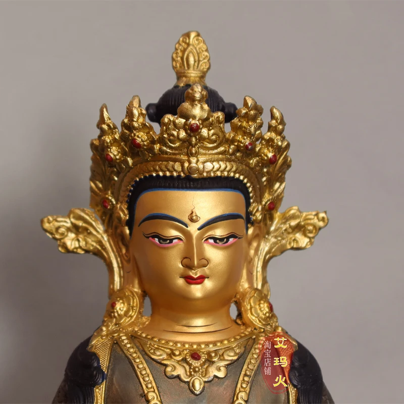 Longevity   statue 10 inches Tibetan Tantric gilt craft longevity three bronze statues Amitayus wisdom Buddha Buddha