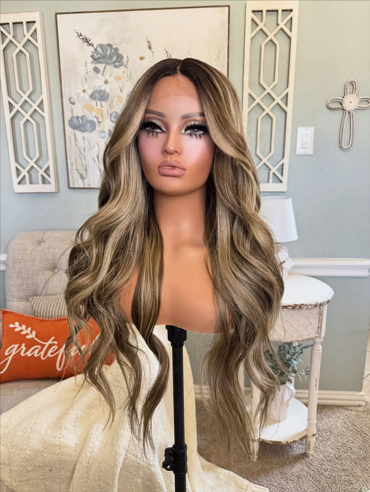 13x4 أومبير تسليط الضوء على السويسري HD شفافة الدانتيل شعر مستعار أمامي الكرمل البني لينة Balayage الجسم موجة غلويليس الباروكات الشعر الاصطناعية