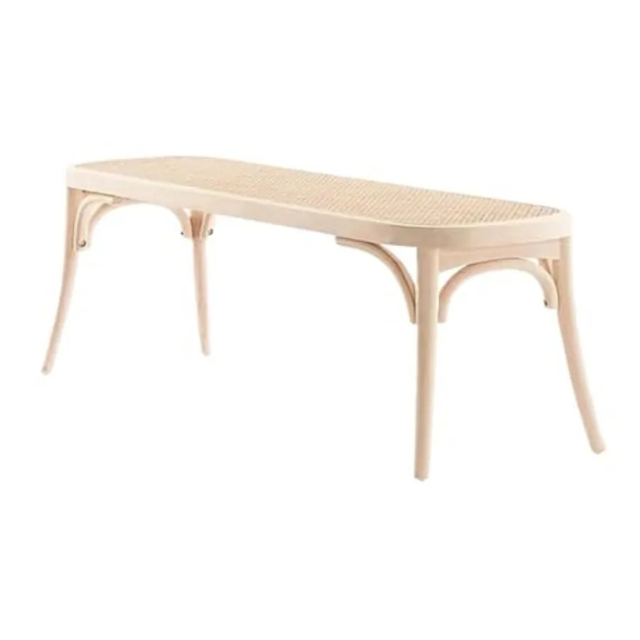 

Bed Bench Rattan Chair Bench Solid Wood Dining Home Leisure Natural Bedside Stool Shoe White