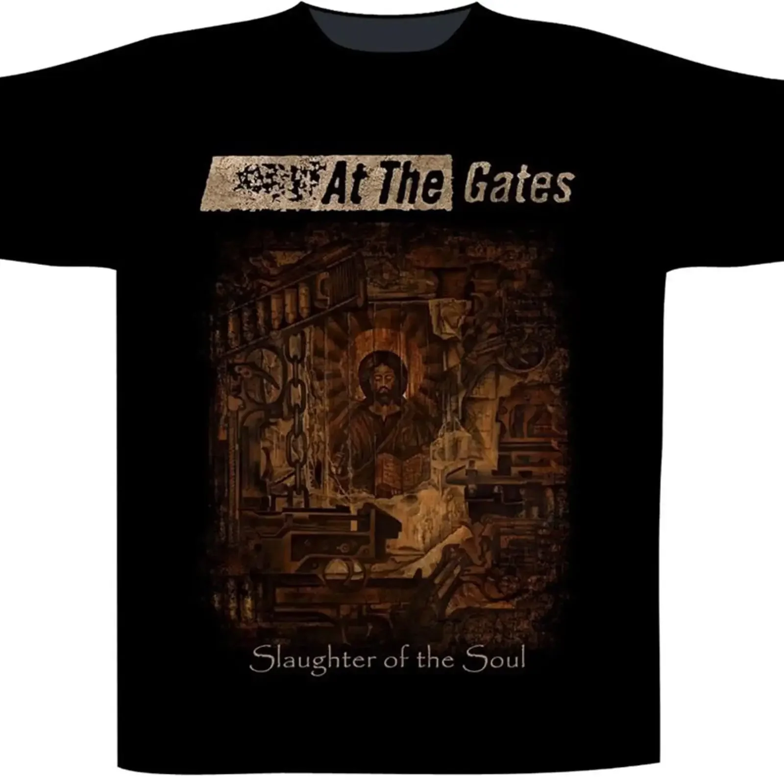At The Gates Slaughter of Soul TS vintage Washed Casual homme Versatile Stretched graphic Breathable Soft streetwear
