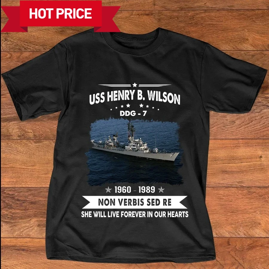 USS Henry B. Wilson DDG 7 Guided Missile Armed Destroyer T Shirt. Short Sleeve 100% Cotton Casual T-shirts Loose Top Size S-3XL