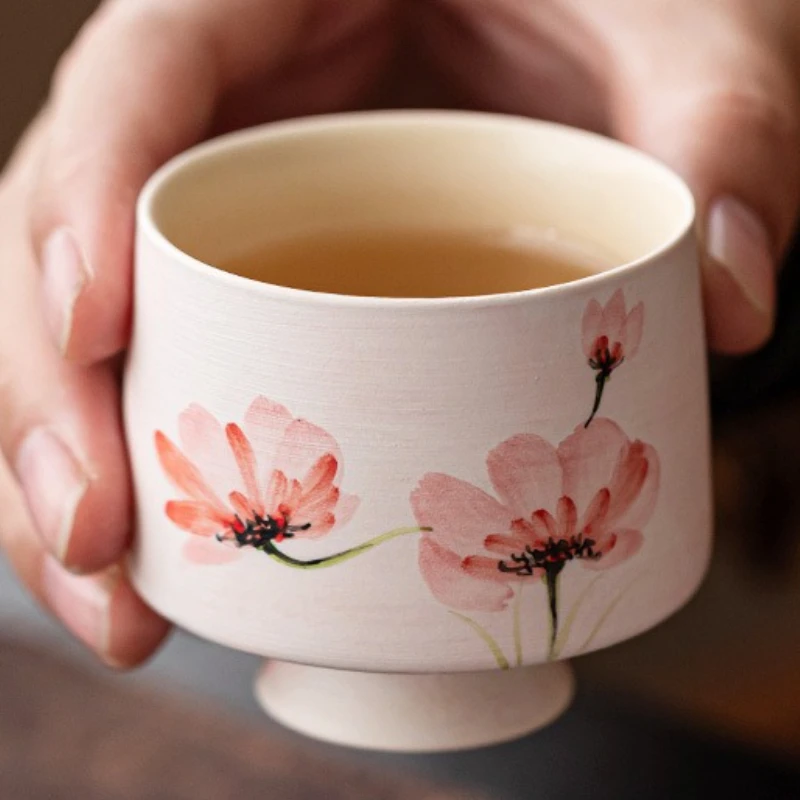 

Ручная роспись кукурузного мака, чайная чашка с высокой ножкой, ретро чайная чаша, кружка, чайная дегустация, ароматическая чашка, чашки Jianzhan Master, чайный сервиз