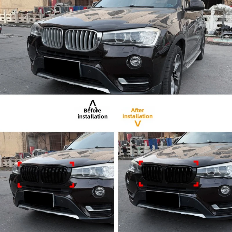 

Suitable for X3 X4 F25 F26 LCI 2014-2017 Single Line/ Double Line Front Grille Modification