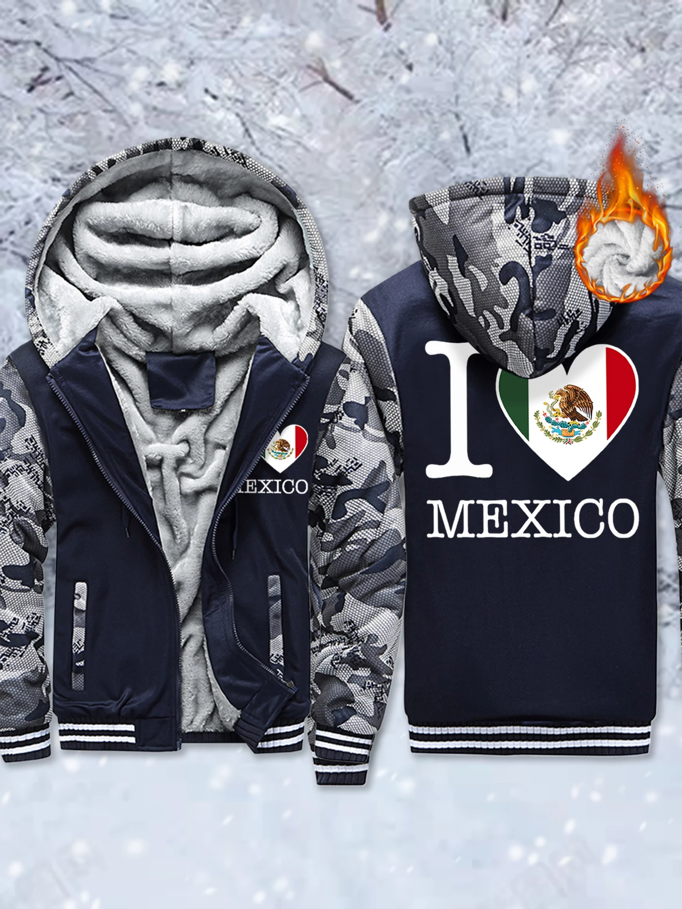 

Зимние куртки I Love Mexico Letter с креативным принтом, мужская флисовая толстовка на молнии, утепленная теплая жилетка, удобная мягкая уличная одежда