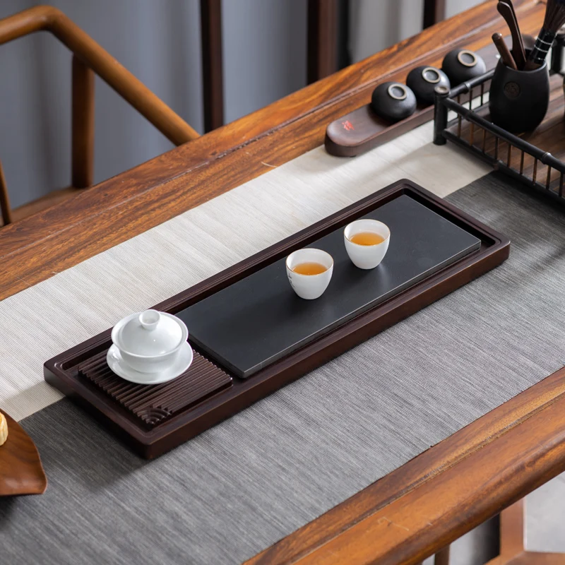 

Luxury Dual-Use Bamboo & Wood Tray, Small Table, Dry Brew Set with Wujin Stone, Electric Wood Accessories