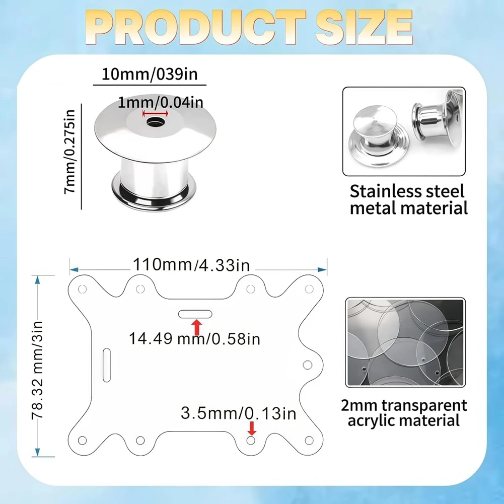 8 PCS Badge Buddy Pin Holders With 10 Locking Backs - 9 Hole Acrylic Displays, Fits Both Horizontal & Vertical ID Badges-Y47A