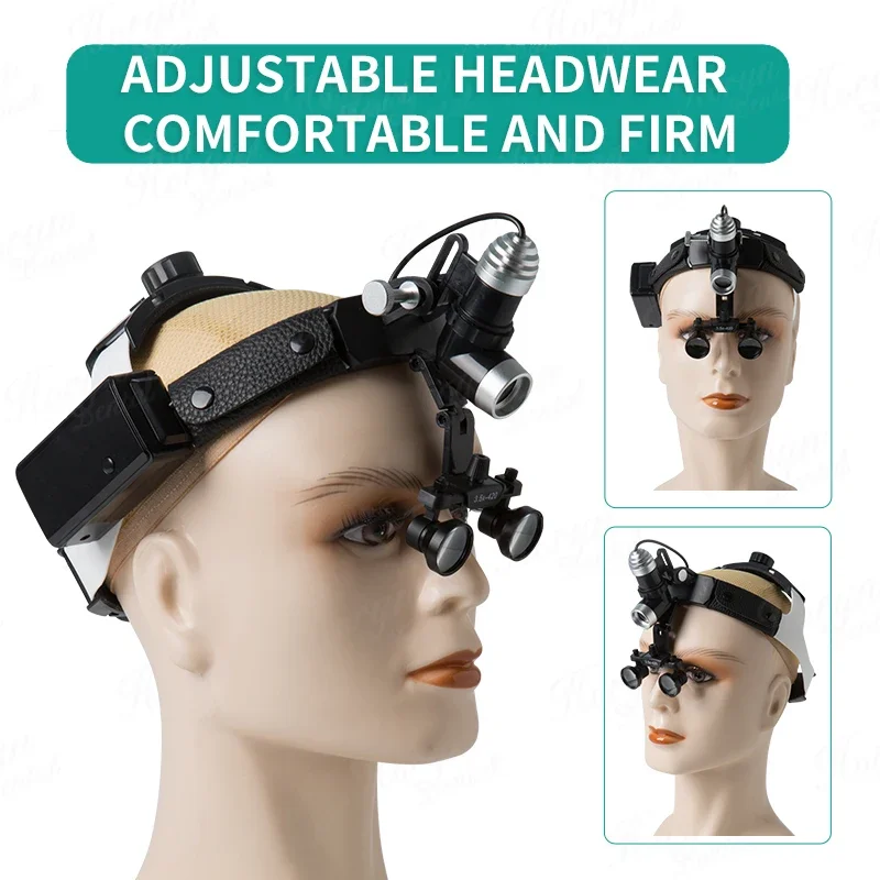 Head-Mounted Style Ergonomic 2.5X/3.5X Den tal Loupes with Wireless LED Light