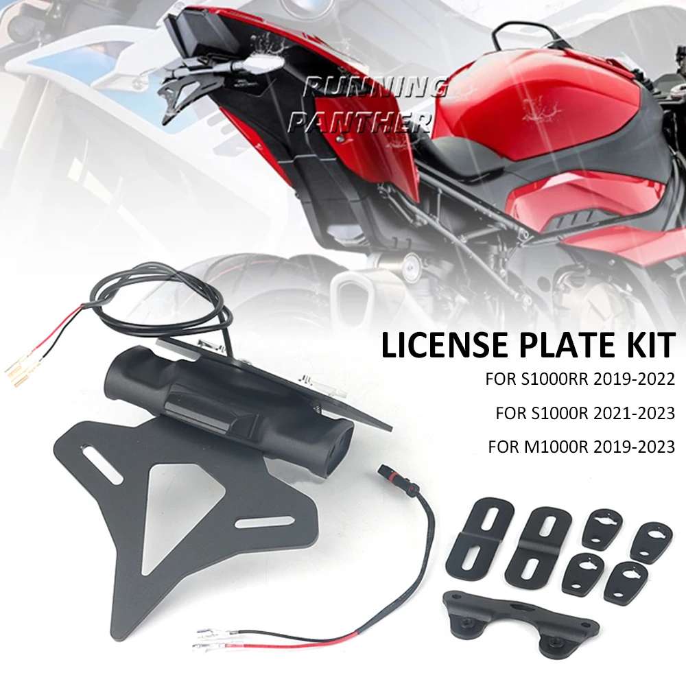 FOR S1000RR 19-22 S1000R 21-23 M1000R 2019-2023 Motorcycle Rear Tail Stock License Plate Holder Tailstock With LED Light Bracket