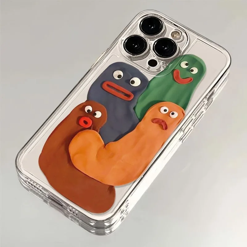 Funny Silly Putty Phone Case For iPhone 11 12 13 14 15 16 Pro Max XR X XS Mini 8 7 Plus SE 2020 Fashion Clear Case