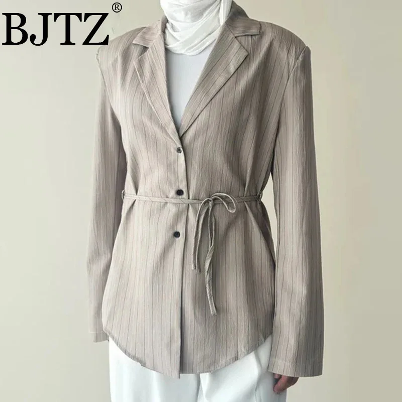 

BJTZ Fashionable Temperament Slim Waistband Suit Jacket For Woman 2025 Spring Summer New Office Lady Female Top