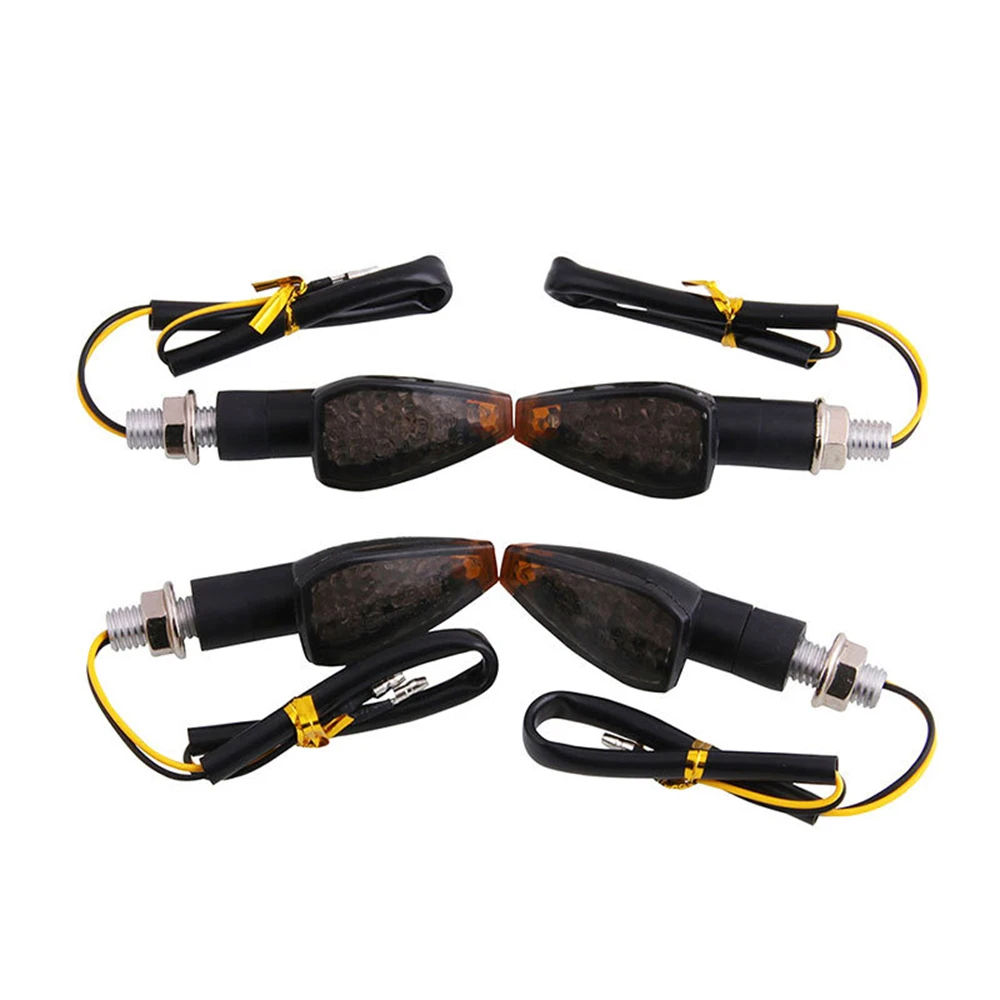 

4pcs/set Motorcycle LED Turn Signals Long Short Turn Signal Indicator Lights Blinkers Flashers Amber Color Universal Accessories