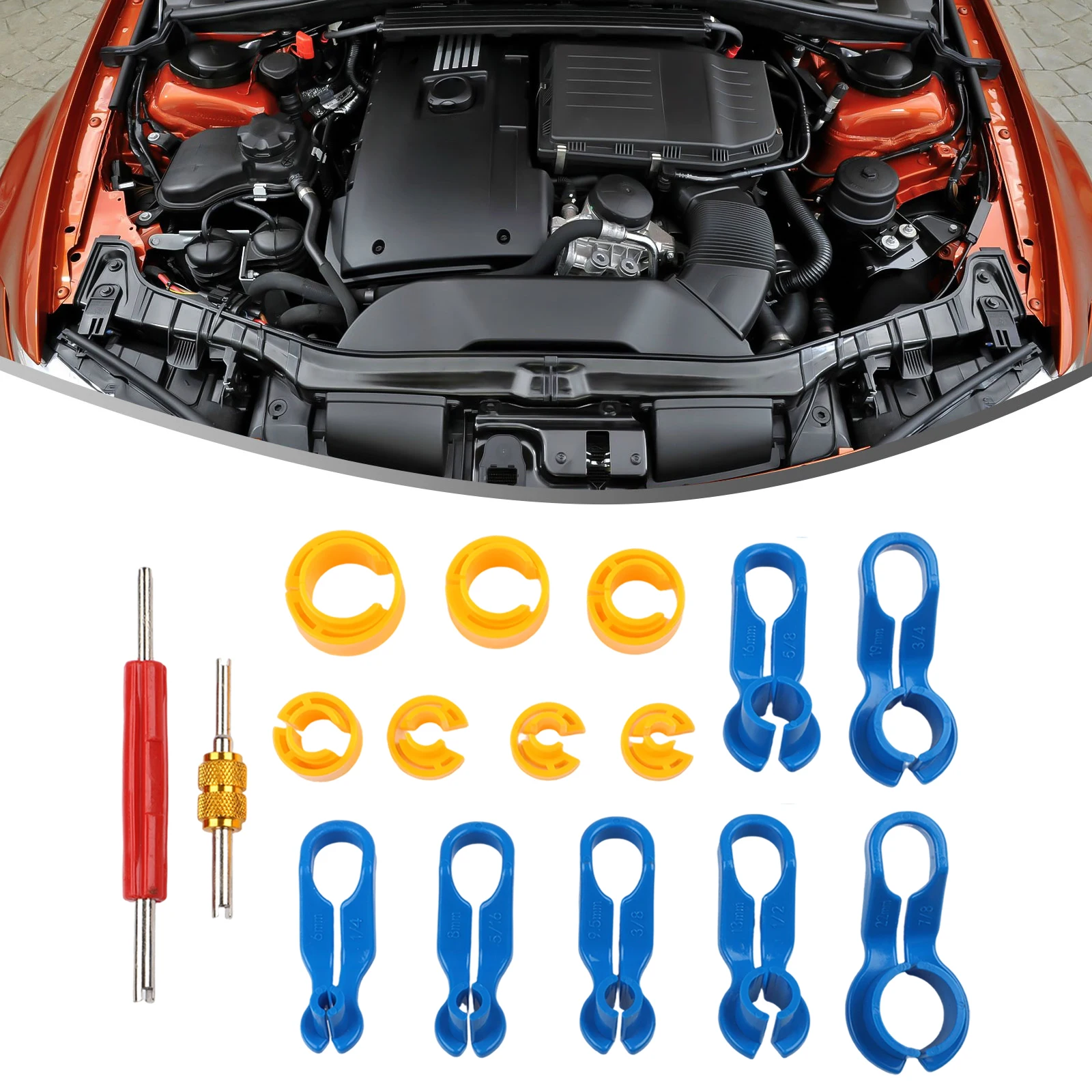 16-Piece Toolkit Car AC Tool Set Efficient Tight Space Use Lightweight Plastic And Metal Blue Repair Scenarios