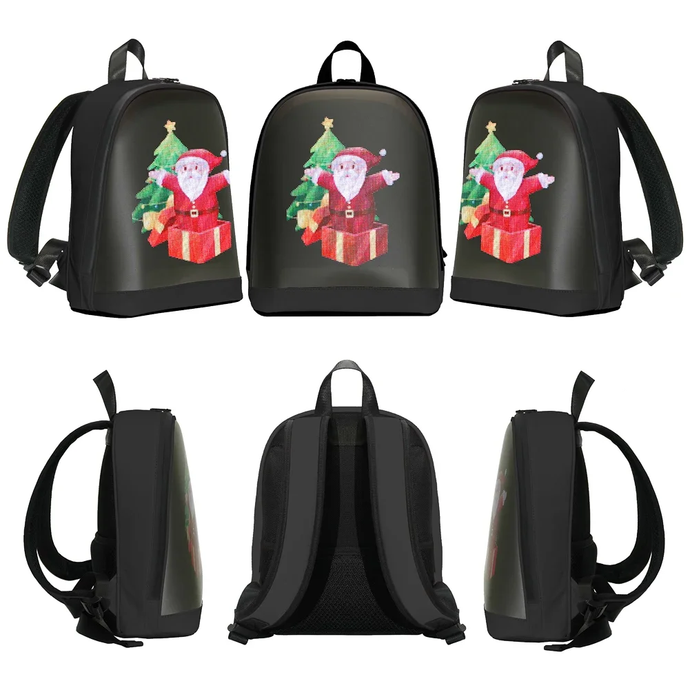 DIY Smart LED Dynamic Backpack APP Control Men Customizable  Backpack Walking Advertising Bag School Backpack for Christmas Gift