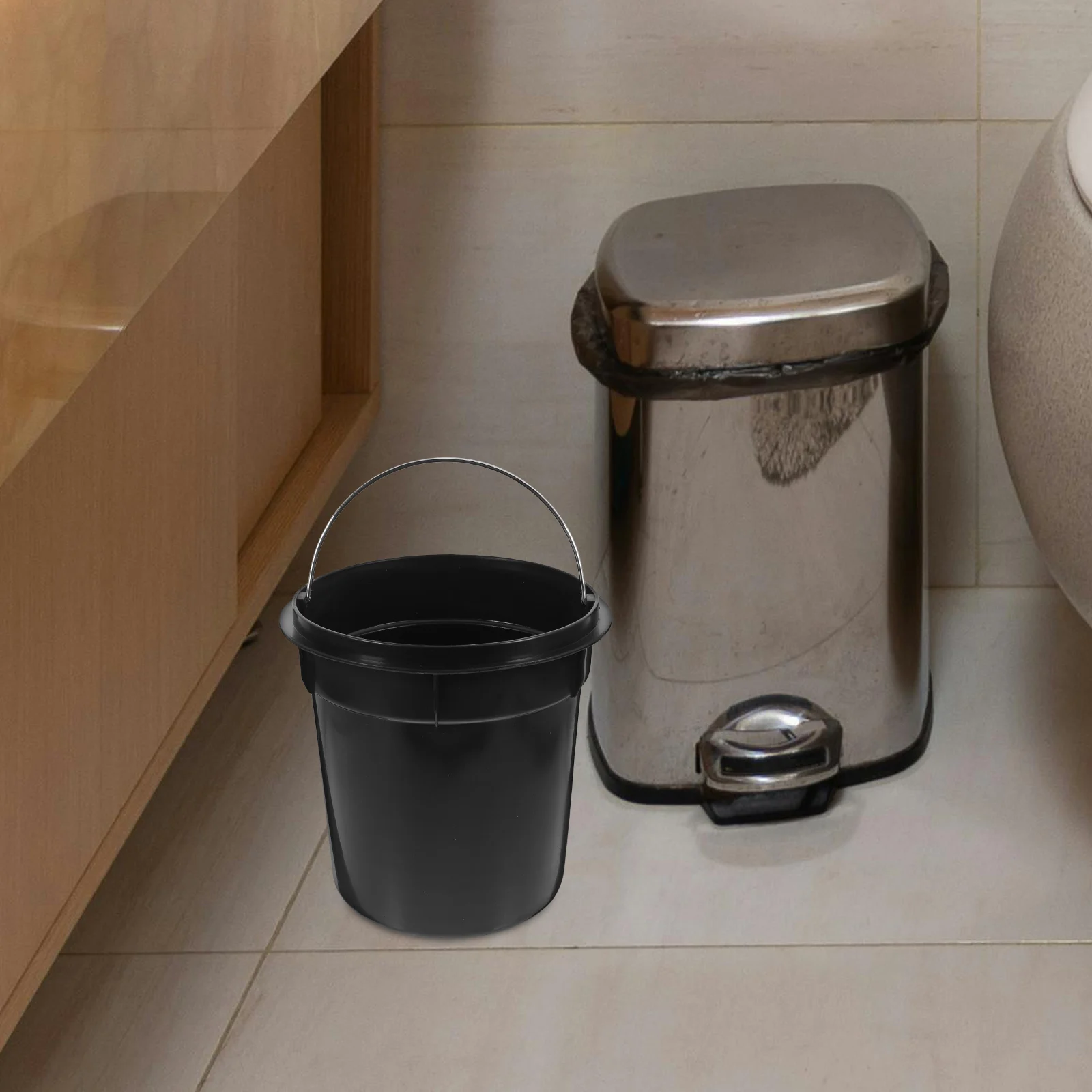 

5L Trash Can Inner Bucket Plastic Replacement Liner With Handle Portable Waste Container For Office Bathroom Bedroom Kitchen