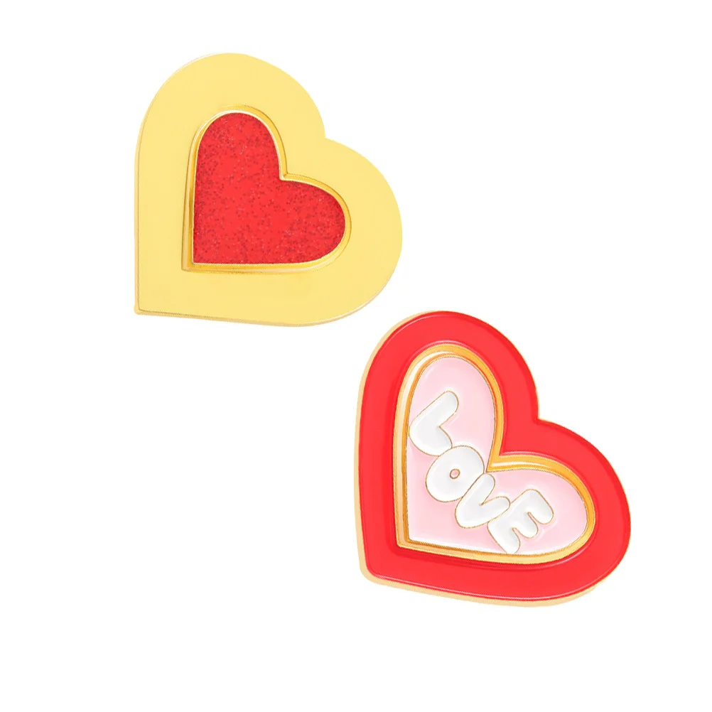 

2 pcs Heart Brooches For Women Alloy Clothes Brooches Lightweight Fashion Jewelry Gift Heart Shape Suit Accessories Decorative
