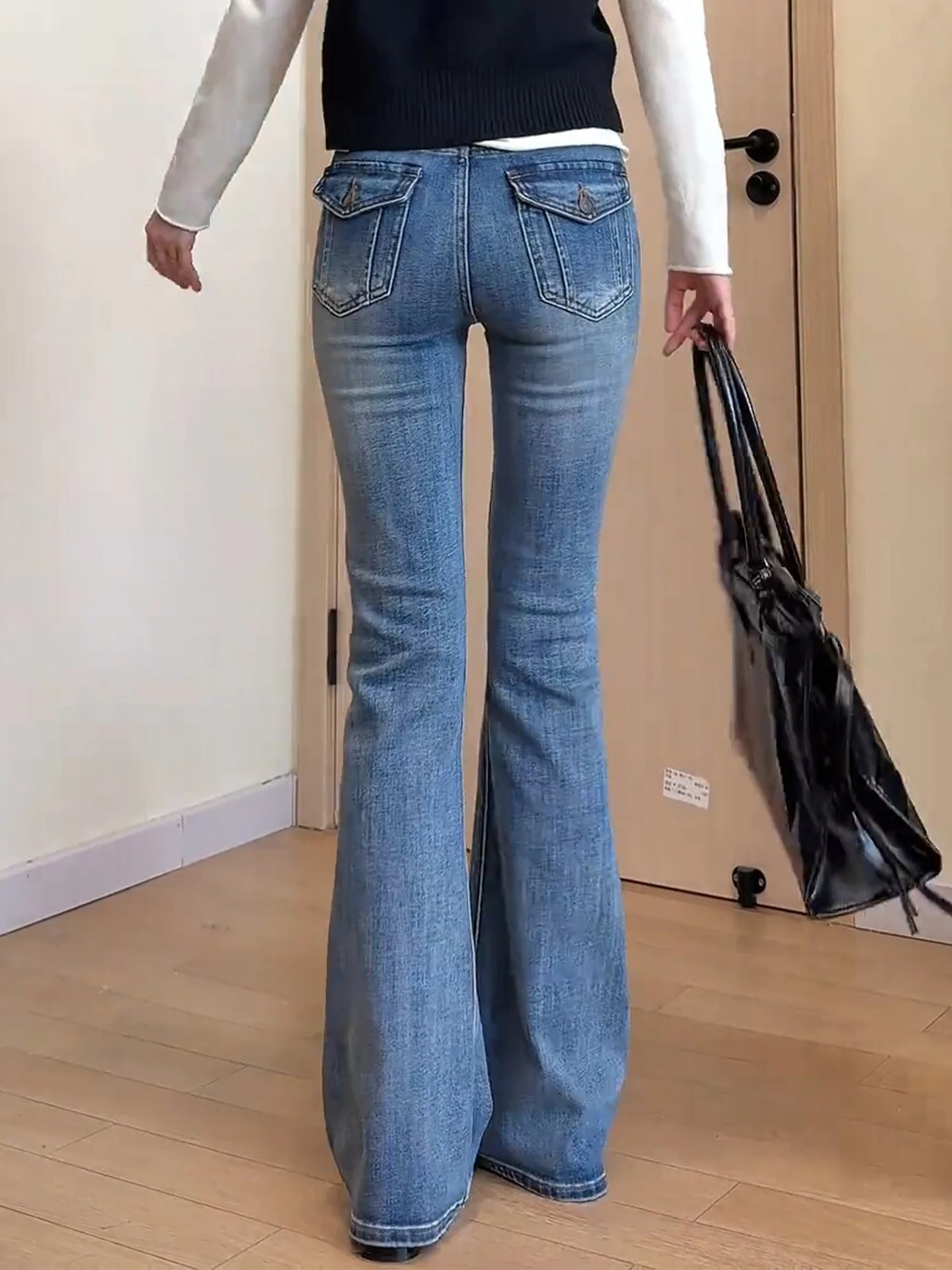 High Waist Bell Bottom Jeans Women's Spring Autumn 2026 New Small Size  Hoof Pants Slimming Nine Points Micro Flared Pants