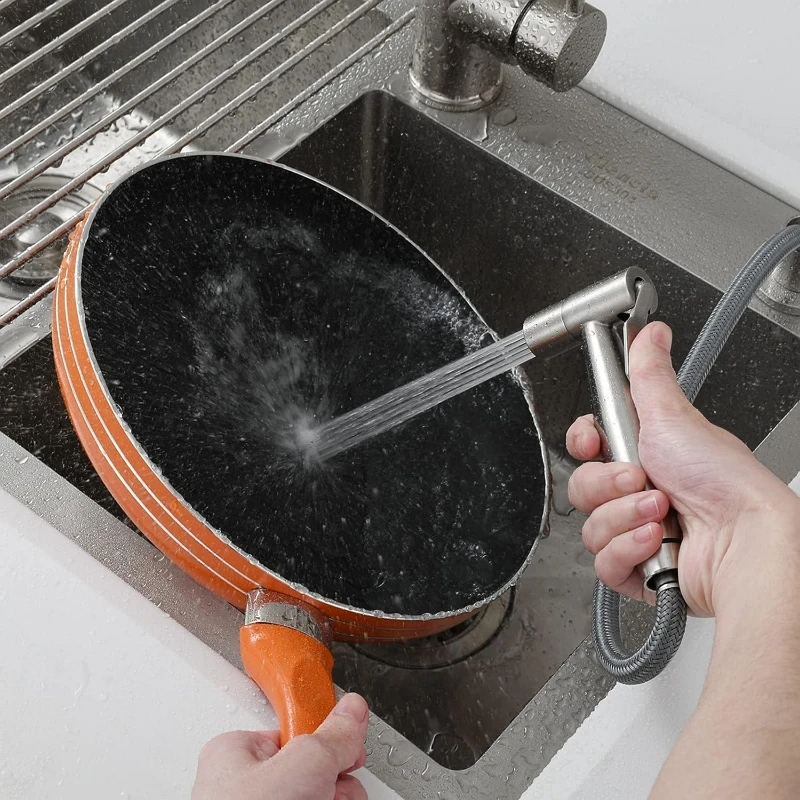 Conjunto de pulverizador lateral pia de cozinha em aço inoxidável, Retire a torneira, Bidé portátil, Torneira de água fria única para lavar frutas