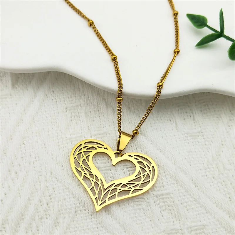 Cuore Collana in acciaio inossidabile Donna Colore oro Amore Collane Gioielli Regalo di San Valentino inossidabile joyeria mujer N619S01