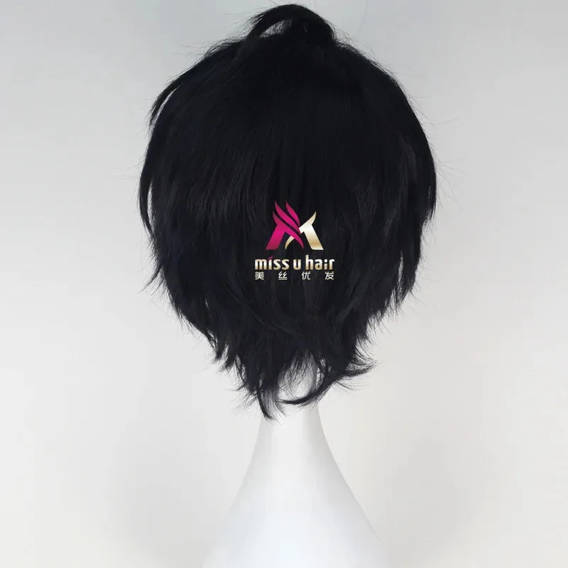 جودة عالية أنيمي ساروف نهاية يويتشيرو هياكويا شعر مستعار أسود تأثيري الأزرق مزيج مقاومة للحرارة الباروكات الشعر الاصطناعية + غطاء شعر مستعار #5