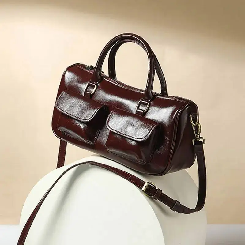 

Vintage Women's Shoulder Bag 100% Genuine Leather Rectangular Designer Cowhide Handbags Crossbody Bags For Women