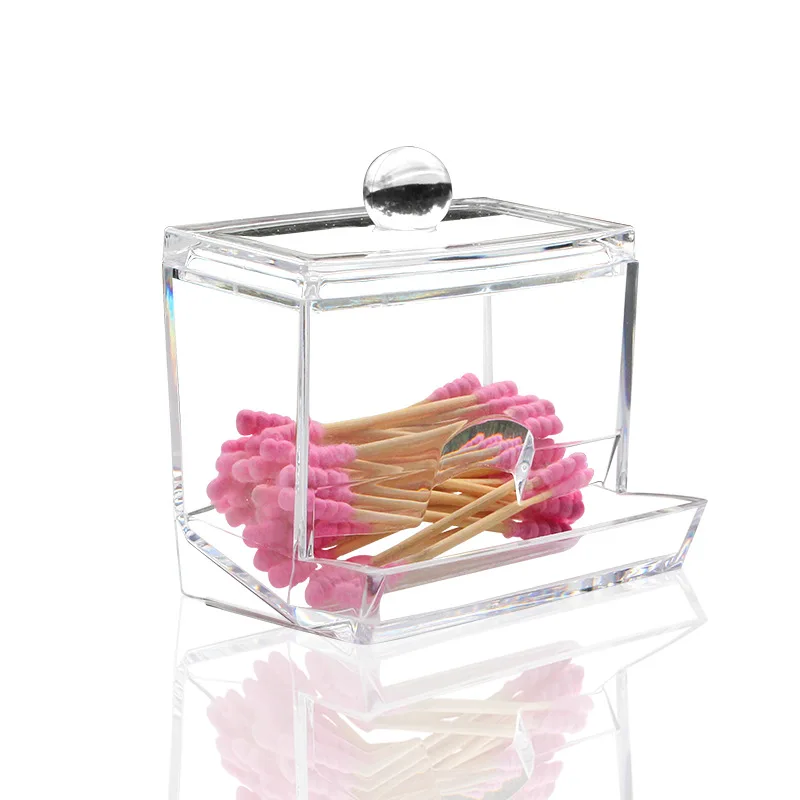 

2026 Cotton Swab Ball Storage Box With Lid Large Capacity Bathroom Acrylic Transparent Container Jar Dispenser