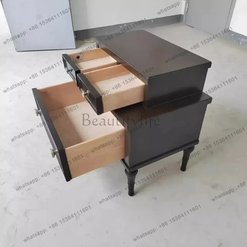 XX39American rural light luxury bedside table, imported walnut + cherry wood flakes