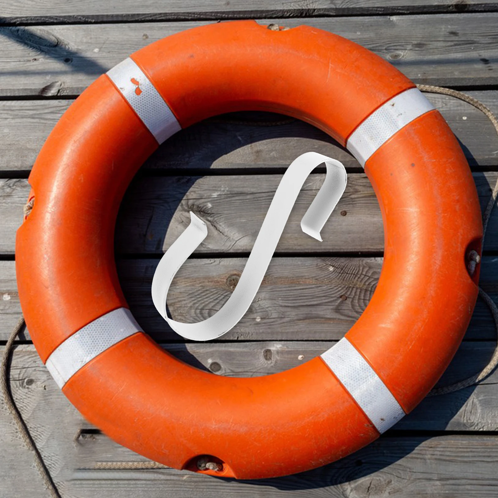 

Swimming Pool Hooks Life Ring Holder Baby Buoy Hanger White Metal Bracket S Shape Durable Multi Use Boat Hook Storage Solution