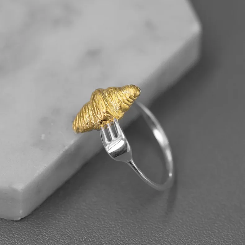 Exquisite Fork Croissant Ring for Women Men Personalized Open Adjustable  Finger Ring Party Trendy Statement Jewelry Gift