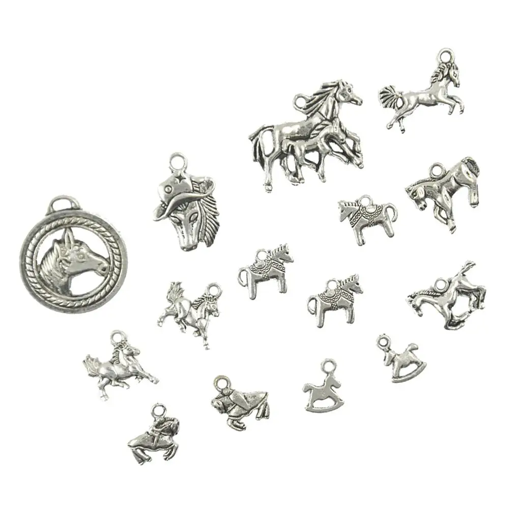 Horse Shaped Charms Pendants Silver Alloy Jewelry Making Accessories for Necklace Bracelet DIY