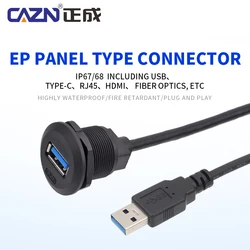 CAZN factory waterproof EP USB2.0 USB3.0 Threaded Female to Female male Straight Socket